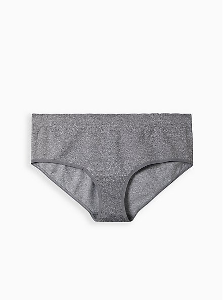 Seamless Smooth Mid-Rise Hipster Heather Panty, HEATHER GREY, hi-res