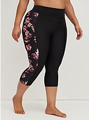 Plus Size Capri Length Swim Legging With Pockets - Rose Print, MIDNIGHT ROSES, alternate