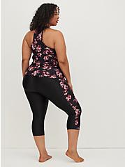 Plus Size Capri Length Swim Legging With Pockets - Rose Print, MIDNIGHT ROSES, alternate