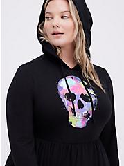 Hooded Skater Dress - Super Soft Skull Black, DEEP BLACK, hi-res