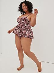 Plus Size Babydoll One-Piece Swimsuit - Leopard Pink, WATERMARK LEOPARD, alternate