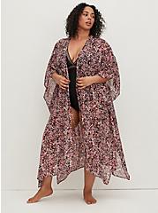 Short Sleeve Kimono Swim Coverup - Leopard Print, WATERMARK LEOPARD, alternate