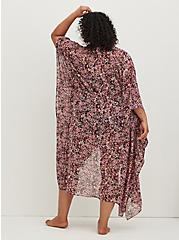 Plus Size Short Sleeve Kimono Swim Coverup - Leopard Print, WATERMARK LEOPARD, alternate
