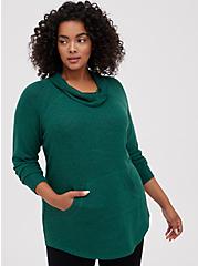 Tunic Sweatshirt - Super Soft Cowl Neck Green, GREEN, hi-res