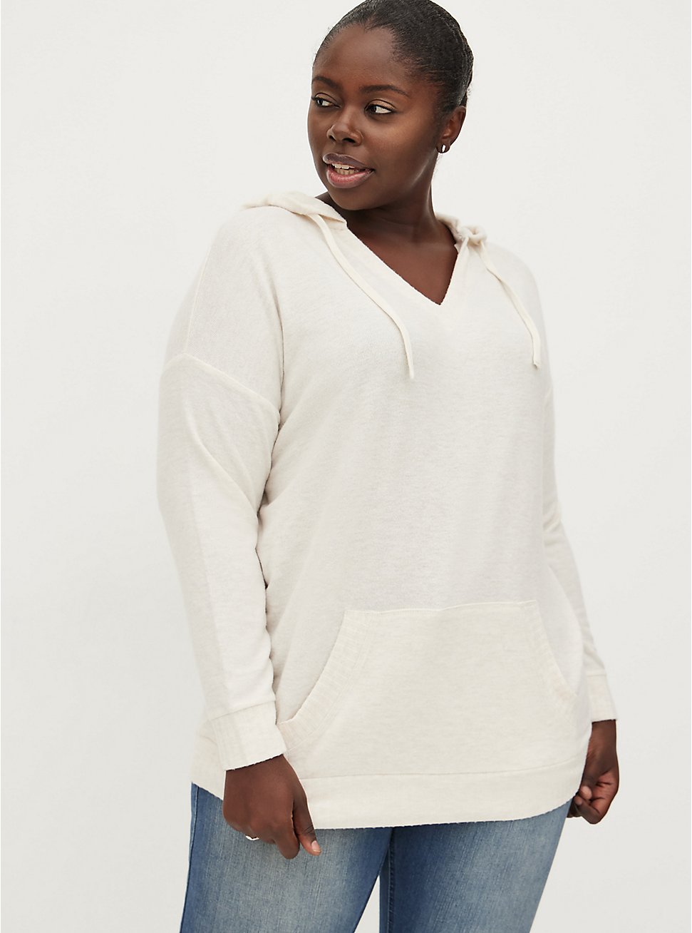 Plus Size Relaxed Hoodie - Super Soft Plush Oatmeal, HEATHER GREY, hi-res