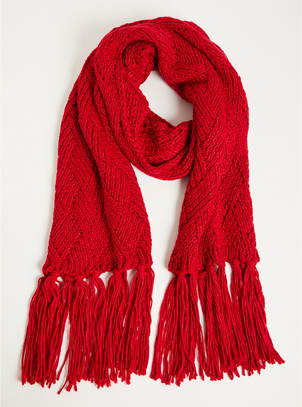 Woven Basketweave Scarf, RED, hi-res