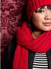 Woven Basketweave Scarf, RED, hi-res