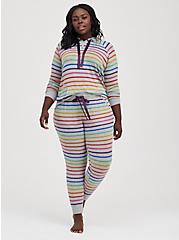 Sleep Hoodie - Super Soft Plush Rainbow Stripe Heather Grey, MULTI, alternate
