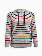 Sleep Hoodie - Super Soft Plush Rainbow Stripe Heather Grey, MULTI, hi-res