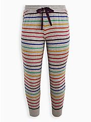 Plus Size Sleep Jogger - Super Soft Plush Rainbow Stripe Heather Grey, MULTI, hi-res