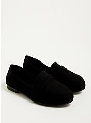 Plus Size Loafer - Black Faux Suede (WW), BLACK, hi-res