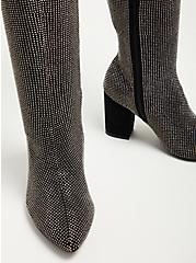 Over The Knee Heel Boot - Stretch Knit Studded Black (WW), BLACK, alternate