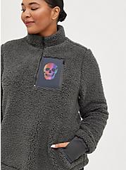 Plus Size Sherpa Active Jacket - Skull Grey, GREY, alternate
