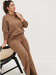 Plus Size Drop Shoulder Sweater - Luxe Cozy Brown , TAN/BEIGE, alternate