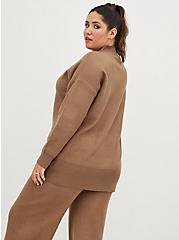 Plus Size Drop Shoulder Sweater - Luxe Cozy Brown , TAN/BEIGE, alternate