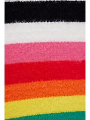 Plus Size Crew Pullover Sweater - Fuzzy Yarn Stripe Rainbow, STRIPE - MULTICOLOR, alternate