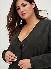 Plus Size Crop Drop Shoulder Cardigan - Luxe Cozy Dark Grey, , alternate