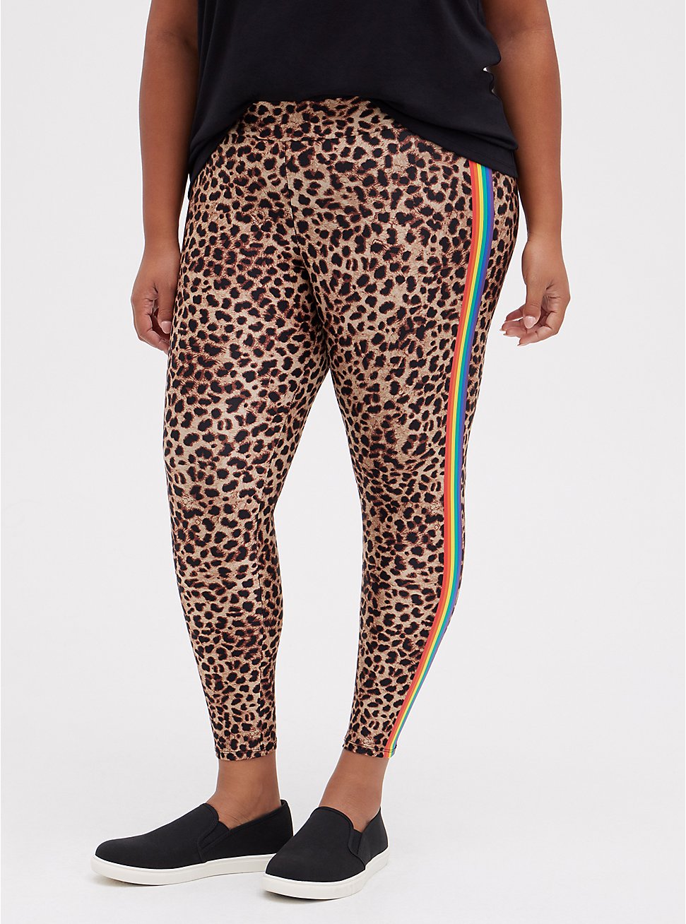 Plus Size Platinum Legging - Liquid Leopard with Rainbow Side Stripe, ANIMAL, hi-res