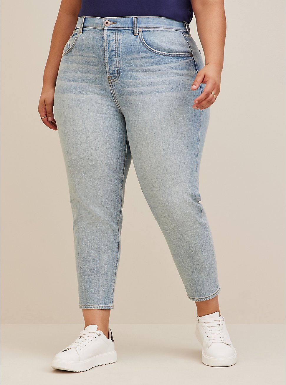 Plus Size Mom Jean Straight Premium Classic Denim High-Rise Jean, AVIARY, hi-res