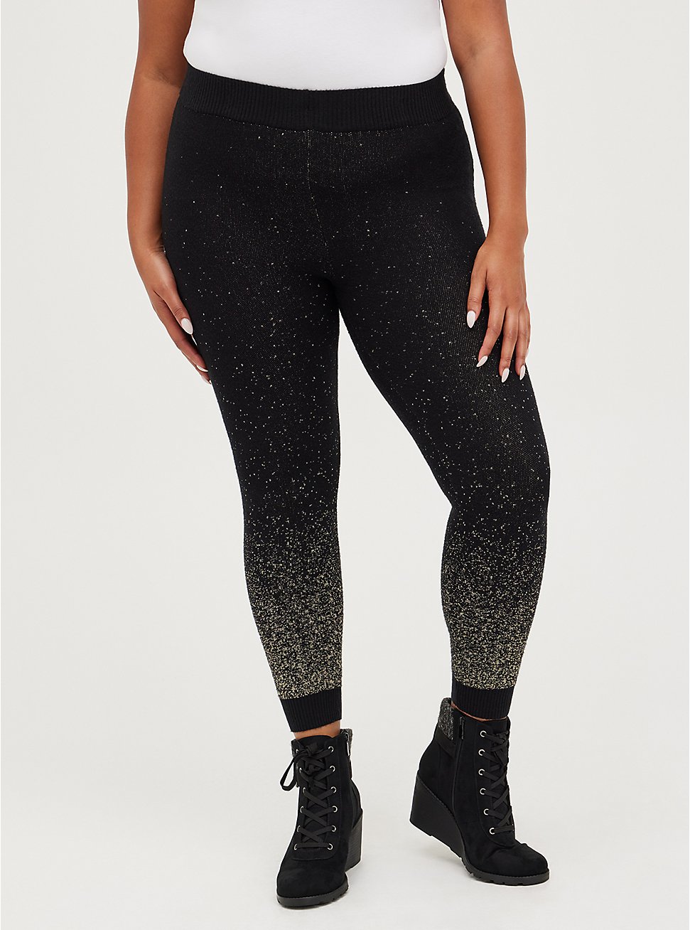 Plus Size Platinum Sweater Legging with Lurex - Black, BLACK, hi-res