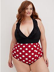 Plus Size Ruffled One-Piece Swimsuit - Disney Minnie Mouse, MINNIE MOUSE DOT, hi-res