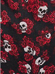 Plus Size Shirt - Brushed Rayon Skull Floral Red, SKULLS FLORAL-BLACK, alternate