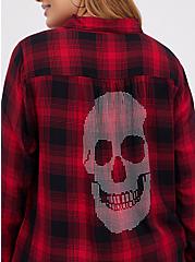 Button-Up Shirt - Twill Plaid Skull Red, PLAID - RED, alternate