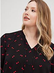 Peasant Blouse - Twill Bow Black, TOSSED BOWS, alternate