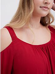 Cold Shoulder Blouse - Crinkle Gauze Red, JESTER RED, alternate