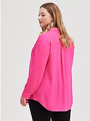 Madison Georgette Button-Up Long Sleeve Tunic Shirt, PINK GLO, alternate