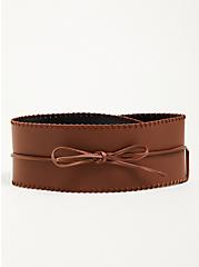 Ribbon Bow Waist Belt - Brown, BROWN, hi-res