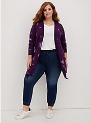 Plus Size Drape Cardigan - Disney Tangled Dream Purple, BLACKBERRY CORDIAL, alternate