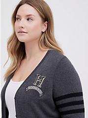 Plus Size Varsity Cardigan Sweater - Harry Potter Hogwarts Crest, CHARCOAL HEATHER, alternate