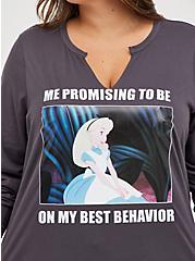Tunic Top - Disney Alice in Wonderland Best Behavior Meme Grey, FORGED IRON  NEW WHITE, alternate