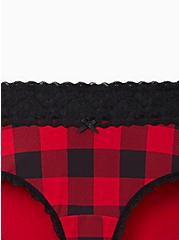  Wide Lace Trim Cheeky Panty - Cotton Buffalo Plaid Red & Black, BUFFALO CHECK, alternate