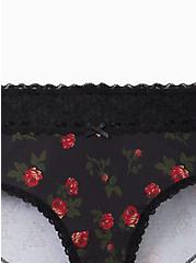 Plus Size Wide Lace Trim Cheeky Panty - Cotton Rose Black, , alternate