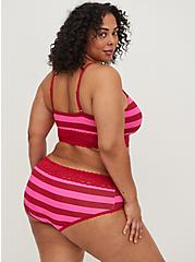Wide Lace Trim Cheeky Panty - Cotton Stripe Red & Pink, VICTORIA STRIPE- RED, alternate