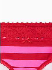 Wide Lace Hipster Panty - Stripe Pink & Red, VICTORIA STRIPE- RED, alternate