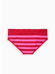 Wide Lace Hipster Panty - Stripe Pink & Red, VICTORIA STRIPE- RED, alternate
