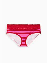 Wide Lace Hipster Panty - Stripe Pink & Red, VICTORIA STRIPE- RED, hi-res