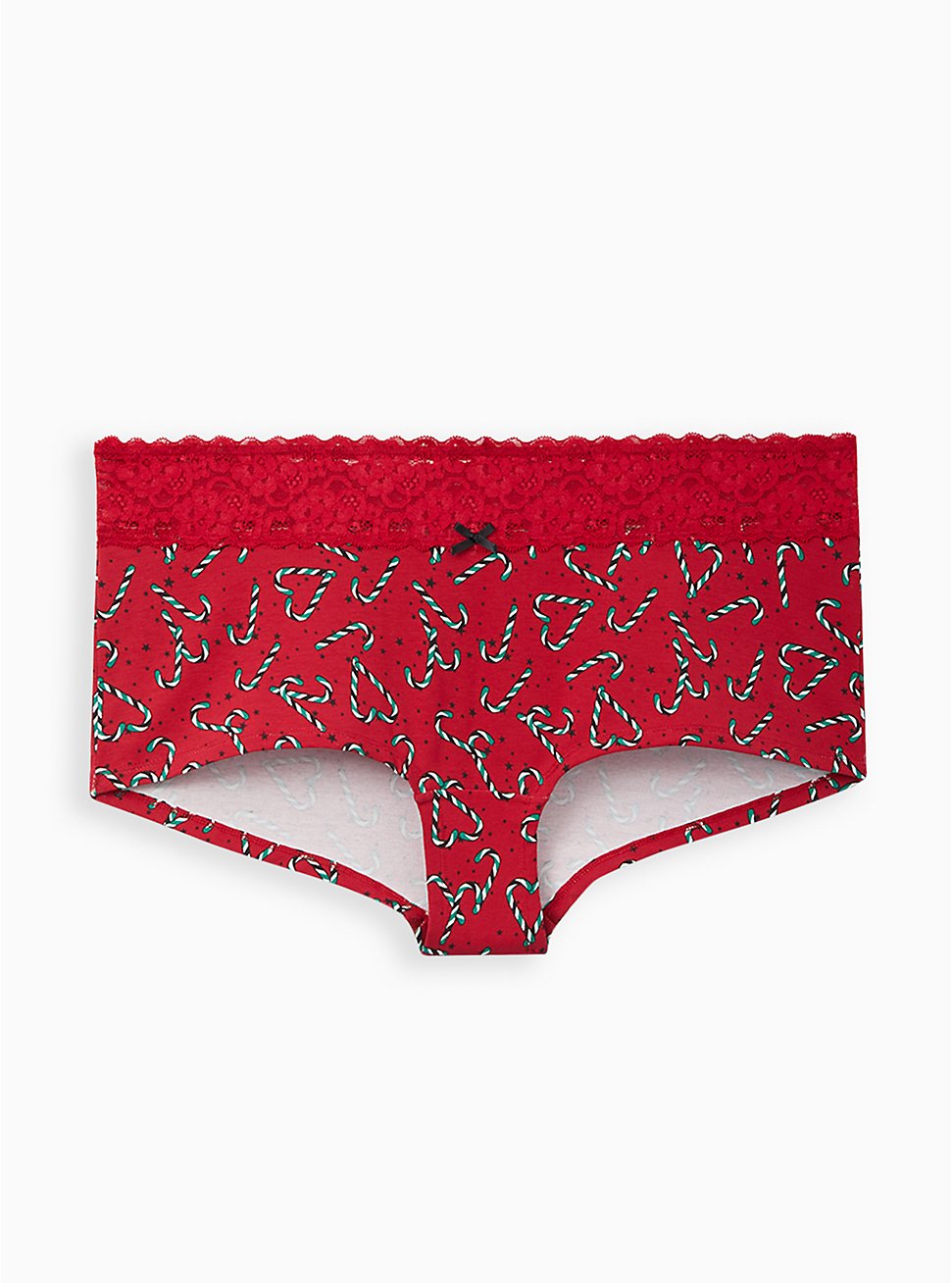 Wide Lace Trim Boyshort Panty - Cotton Candy Cane Red, CANDY CANES, hi-res