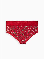 Wide Lace Trim Cheeky Panty - Cotton Candy Cane Red, , alternate