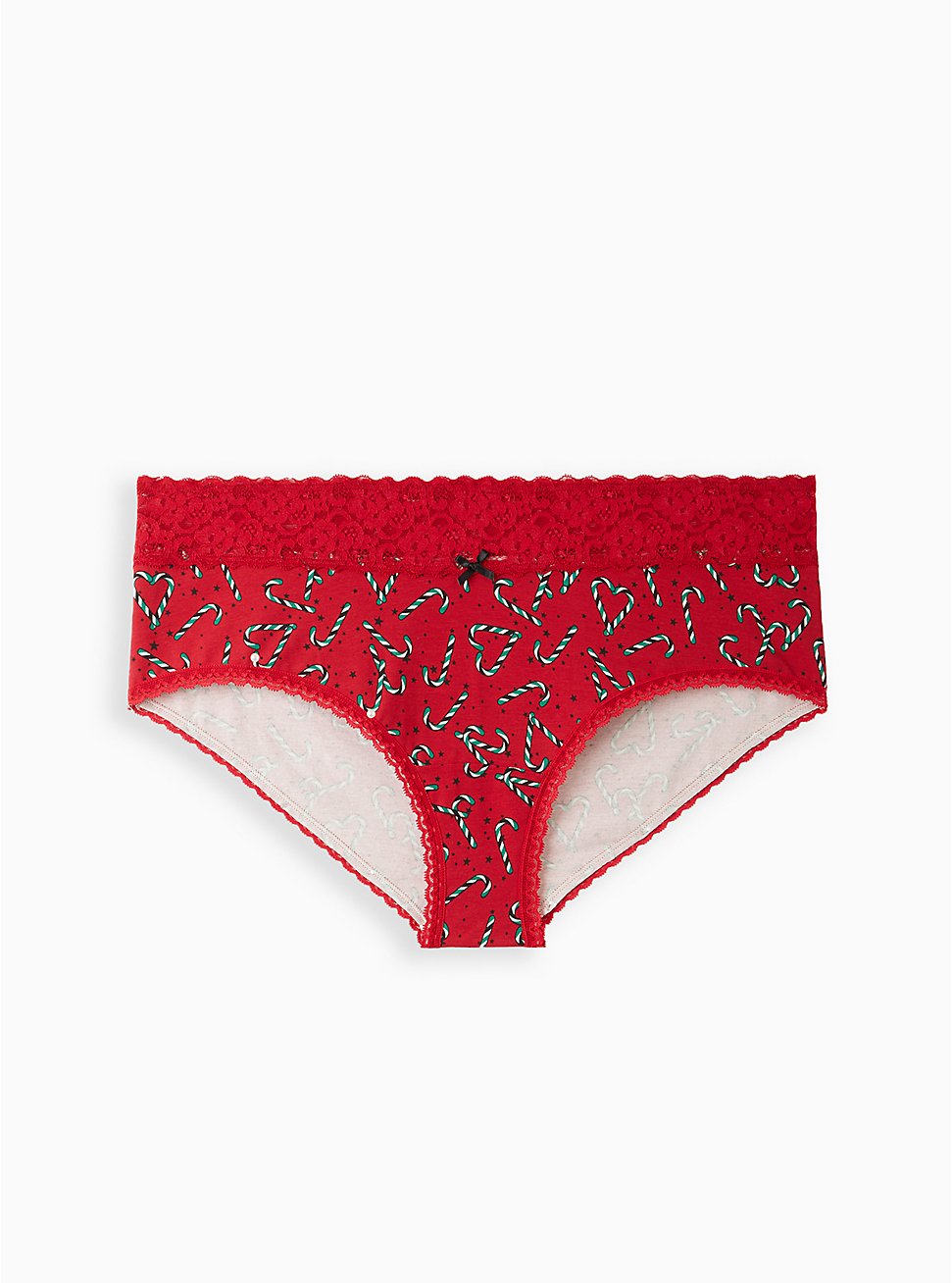 Wide Lace Trim Cheeky Panty - Cotton Candy Cane Red, , hi-res
