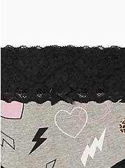 Hipster Panty - Wide Lace Cotton Heather Grey Hearts & Bolts, MULTI, alternate