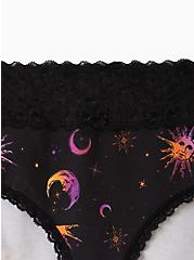 Plus Size Wide Lace Hipster Panty - Cotton Celestial Black, CELESTIAL MOOD- BLACK, alternate