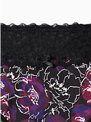 Wide Lace Trim Thong Panty - Cotton Floral Black, WATER OUTLINE FLORAL, alternate