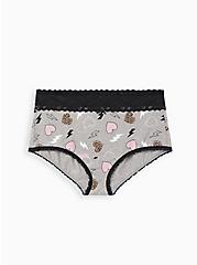 Wide Lace Trim Brief Panty - Cotton Hearts & Bolts Heather Grey, MULTI, hi-res