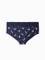 Wide Lace Trim Cheeky Panty - Cotton Galactic Kitty Blue, GALACTIC KITTENS, alternate