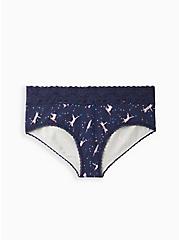 Wide Lace Trim Cheeky Panty - Cotton Galactic Kitty Blue, GALACTIC KITTENS, hi-res