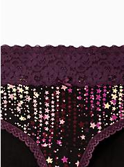 Plus Size Wide Lace Hipster Panty - Cotton Stars Purple, STAR LAYERS, alternate